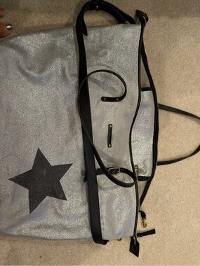 Kempton & Co Metallic Silver Star Weekender / Travel Tote Bag